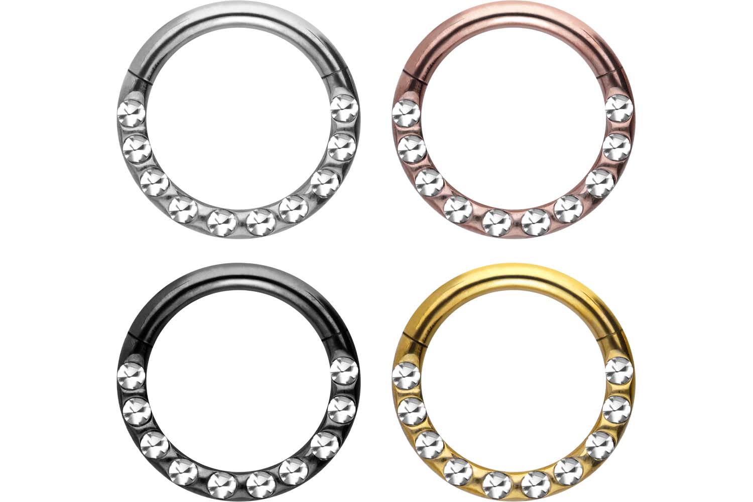 SET Chirurgenstahl Segmentring Clicker Piercing KRISTALLE + EPOXY